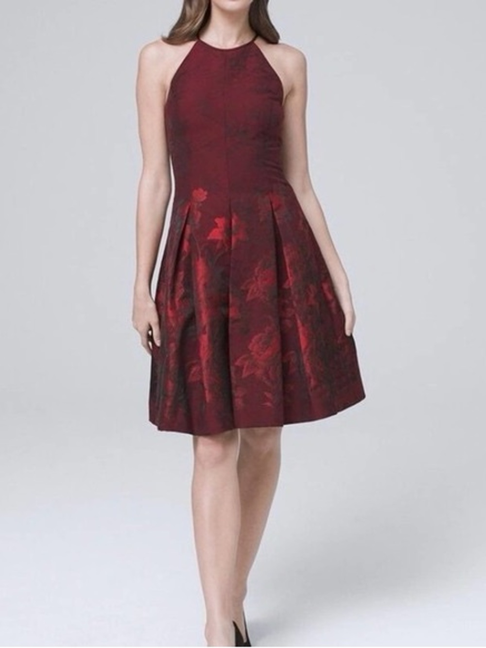 WHBM Red Floral Jacquard Mini Dress